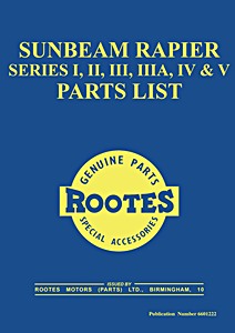 Livre: Sunbeam Rapier Series I, II, III, IV & V - Parts List