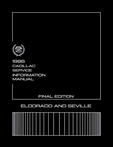 Book: 1986 Cadillac Eldorado, Seville - Service Manual 