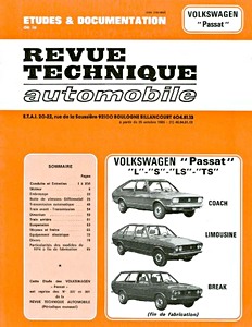Livre : Volkswagen Passat L-S-LS et TS (1973-1981) - Revue Technique Automobile (RTA 337)
