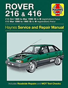 Livre : Rover 216 -Petrol (Oct 1989 - Mar 1996) & 416 - Petrol (Mar 1990 - 1995) - Haynes Service and Repair Manual