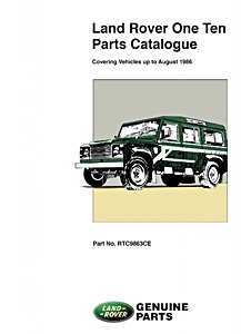 Livre : Land Rover One Ten (Up to August 1986) - Official Parts Catalogue 
