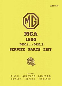 Książka: MGA 1600 Mk. 1 and Mk. 2 - Service Parts List 