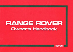 Livre: Range Rover (3.5) (1981-1982) - Official Owner's Handbook 