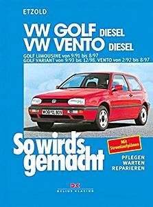 Umschlag Reparaturhandbuch VW Golf III Diesel (09/1991 - 08/1997), Golf III Variant Diesel (09/1993 - 12/1998), Vento Diesel (02/1992 - 08/1997)