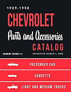 Livre: 1929-1958 Chevrolet Parts Catalog - Passenger Car, Corvette, Light and Medium Trucks 