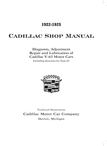 Livre: 1922-1925 Cadillac - Shop Manual - Type 61 and V-63 Motor Cars 