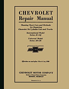 Livre: 1929-1930 Chevrolet Six Cylinder Car & Truck Repair Manual 