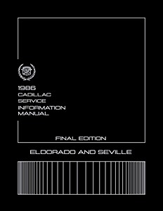 Livre: 1986 Cadillac Eldorado, Seville - Service Manual 