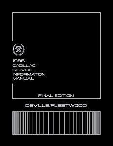 Livre: 1986 Cadillac DeVille, Fleetwood - Service Manual 