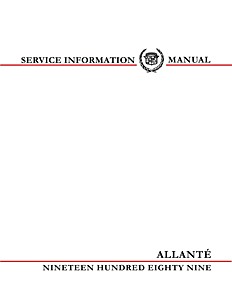 Livre: 1989 Cadillac Allanté - Service Manual 