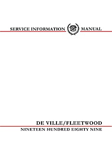 Livre: 1989 Cadillac DeVille, Fleetwood - Service Manual 