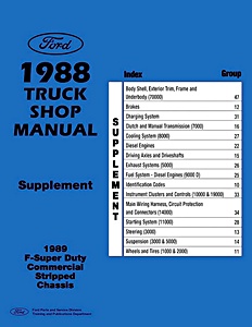 Manual de taller: 1989 Ford Truck F-Super Duty Commercial Stripped Chassis - Shop Manual Supplement