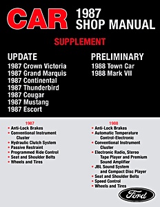 Manual de taller: 1987 Ford / Lincoln / Mercury Shop Manual Supplement