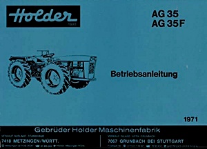 Buch: Holder AG 35 und AG 35F - Betriebsanleitung (1971)