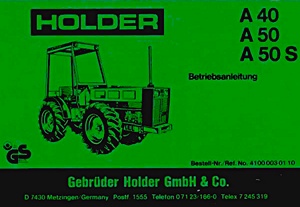 Buch: Holder A 40, A 50, A 50 S - Betriebsanleitung