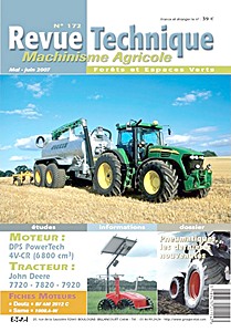 Livre : John Deere 7720, 7820 et 7920 - moteur DPS PowerTech 4V-CR - Revue Technique Machinisme Agricole (RTMA 172)