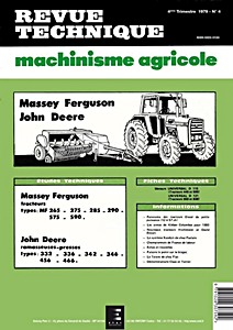 Livre: Massey-Ferguson 265, 275, 285, 285, 290, 575, 590 / John Deere ramasseuses-presses 332, 336, 342, 346, 456, 466 - Revue Technique Machinisme Agricole (RTMA 4)