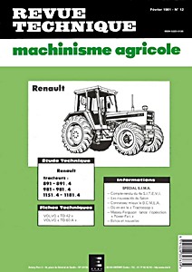 Livre: Renault 891, 891-4, 981, 981-4, 1151-4, 1181-4 - moteurs MWM D 227-6 et D 226-6 - Revue Technique Machinisme Agricole (RTMA 12)