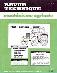 Livre : Fiat-Someca 570, 580, 670 et 680 (depuis 1978) - moteurs Fiat 8035.04 et 8045.02 - Revue Technique Machinisme Agricole (RTMA 19)
