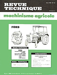 Livre : Ford 2600, 3600 et 3900 - moteurs Ford 3.158 (2502 E), 3.175 (2504 E), 3.183 et 3.201 (2512 E) - Revue Technique Machinisme Agricole (RTMA 22)
