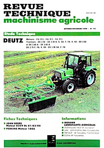 Livre : Deutz Fahr DX 3.50, DX 3.60, DX 3.65, DX 3.70 et DX 3.90 - moteurs Deutz F3L 913, F4L 912 et F4L 913 - Revue Technique Machinisme Agricole (RTMA 72)