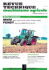 Couverture du livre : Fendt Farmer 305, 306, 307, 308, 309, 310, 311 et 312 LS/LSA - moteurs MWM TD 226-3B, (T)D 226-4B et D 226-6B | Revue Technique Machinisme Agricole (RTMA 85)