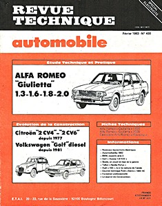 Buch: Alfa Romeo Giulietta 1.3, 1.6, 1.8, 2.0 - Revue Technique Automobile (RTA 430)