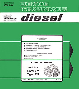 Livre : Moteur Saviem Type 597 (monté dans les Saviem SM6, SM7 et SM8) - Revue Technique Diesel (RTD 33)