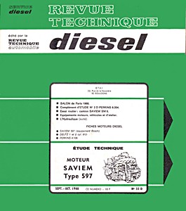 Boek: Moteur Saviem Type 597 (monté dans les Saviem SM6, SM7 et SM8) - Revue Technique Diesel (RTD 33)