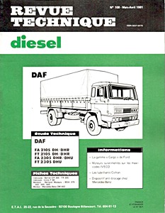 Livre : DAF FA 2105, FT 2105, FA 2305 et FT 2305 - moteurs DH, DHR et DU 825 - Revue Technique Diesel (RTD 108)