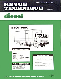 Livre : Iveco-Unic châssis 159 NC 20, 159 NR 20, 159 U 20, 159 U 20 R et 159 U 20 T - Revue Technique Diesel (RTD 111)