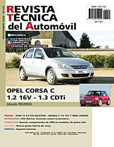 Livre: Opel Corsa C - gasolina 1.2 16V / diesel 1.3 CDTi (desde 09/2003) - Revista Técnica del Automovil (RTA 153)