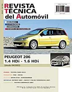 Livre: Peugeot 206 - diesel 1.4 HDi y 1.6 HDi (desde 04/2003) - Revista Técnica del Automovil (RTA 155)