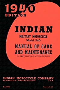 Indian Military Motorcycle Model 340 - Manual