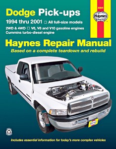 Book: Dodge Ram Pick-ups 1500 (1994-2001) and 2500/3500 (1994-2002) - V6, V8 and V10 gasoline engines / Cummins turbo-diesel engine - Haynes Repair Manual