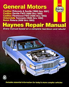 Livre: Cadillac Eldorado, Seville (1986-1991), DeVille (1986-1993), Fleetwood (1986-1992) / Buick Riviera (1986-1993) / Oldsmobile Toronado (1986-1992) - Haynes Repair Manual