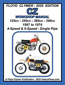 GVEP03060 Umschlag Handbuch CZ Workshop Manual (1967-1974) - 125cc, 250cc, 360cc, 380cc - 4-Speed & 5-Speed - Single Pipe