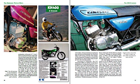 Pages of the book Kawasaki Triples Bible - All road models 1968-1980 (1)