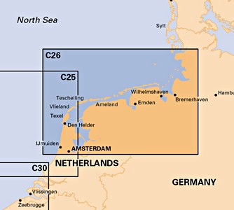 Szczegóły mapy nawigacyjnej Imray Chart C26: IJmuiden to Die Elbe (1)