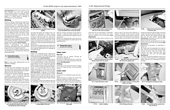 Pages of the book Opel Astra-Zafira Petrol (2/98-4/04) (1)